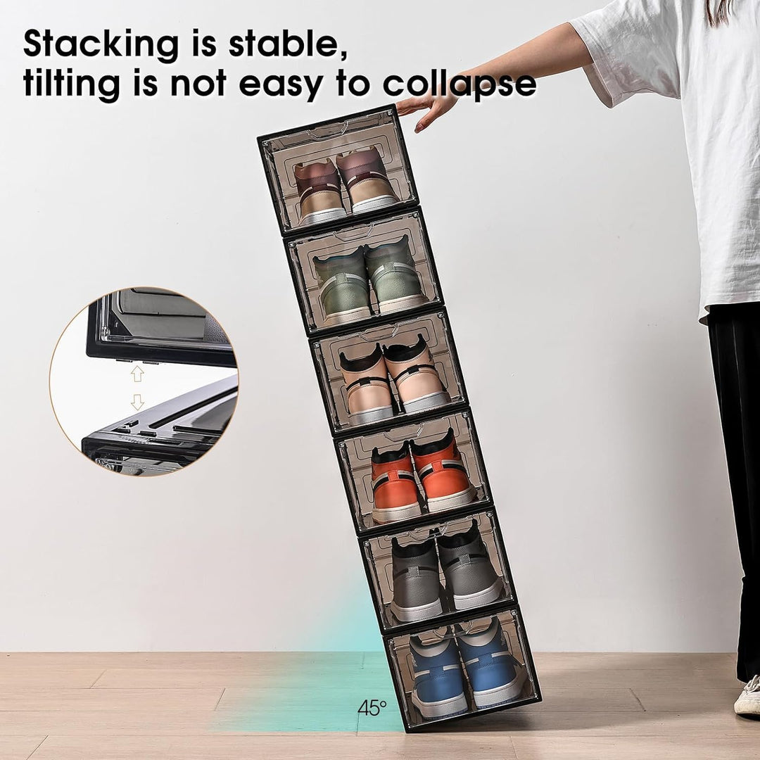 Schuhboxen Organizer-Transparent Schuhaufbewahrung für Sneakers und Turnschuhe,Schuhboxen Stapelbar,