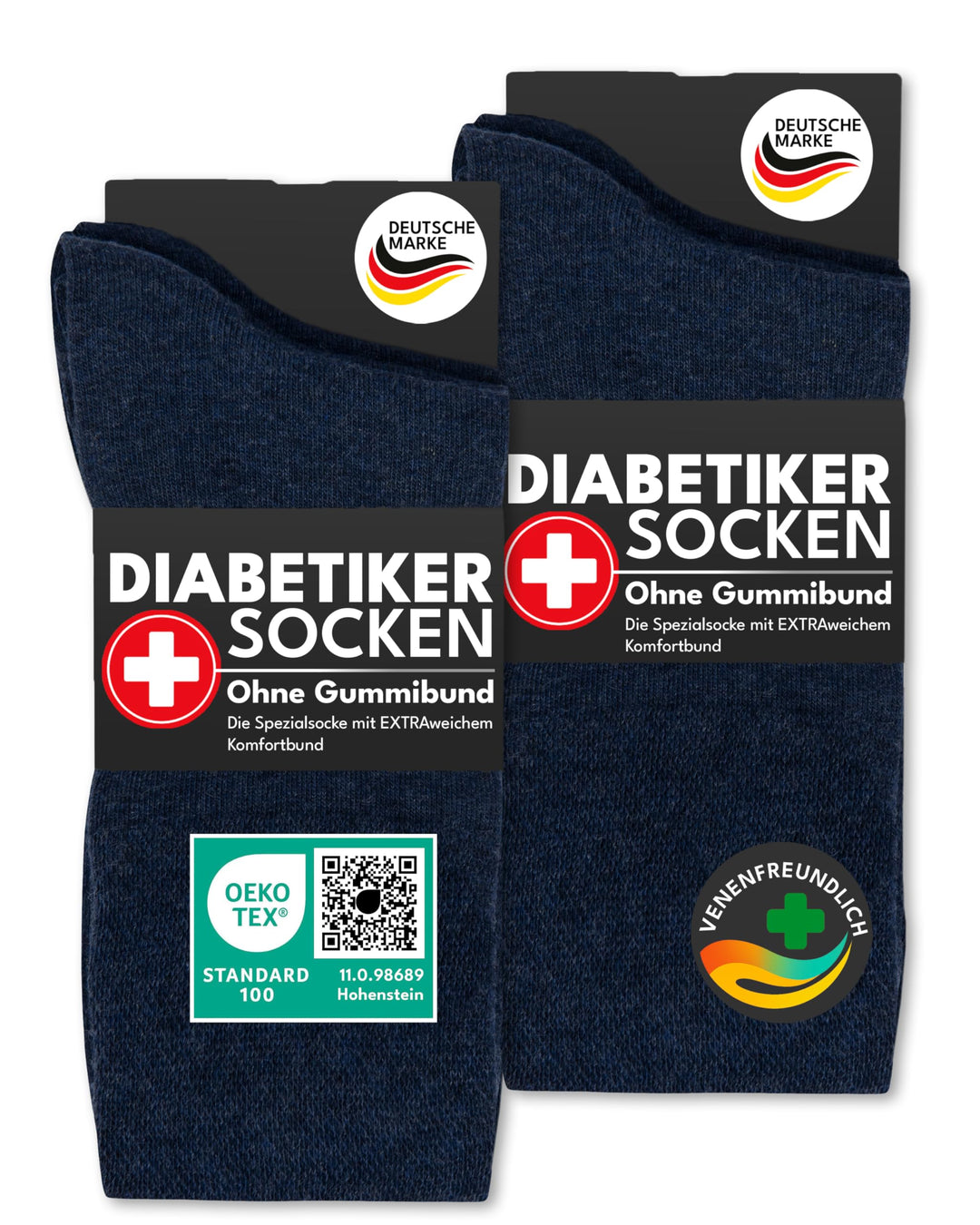 Diabetikersocken ohne Gummi &amp; ohne Naht 97% Baumwolle (6 Paar) Diabetiker Socken mit Komfortbund für