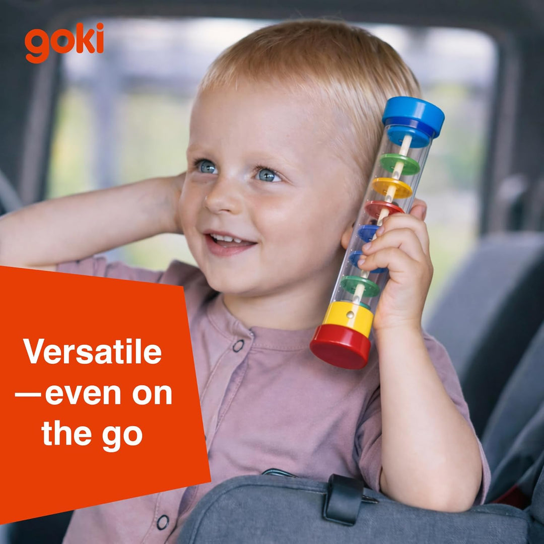 goki 61947 Regenstab, 34 cm, Klanginstrument aus Holz und Kunststoff, sensorisches Spielzeug für Kle