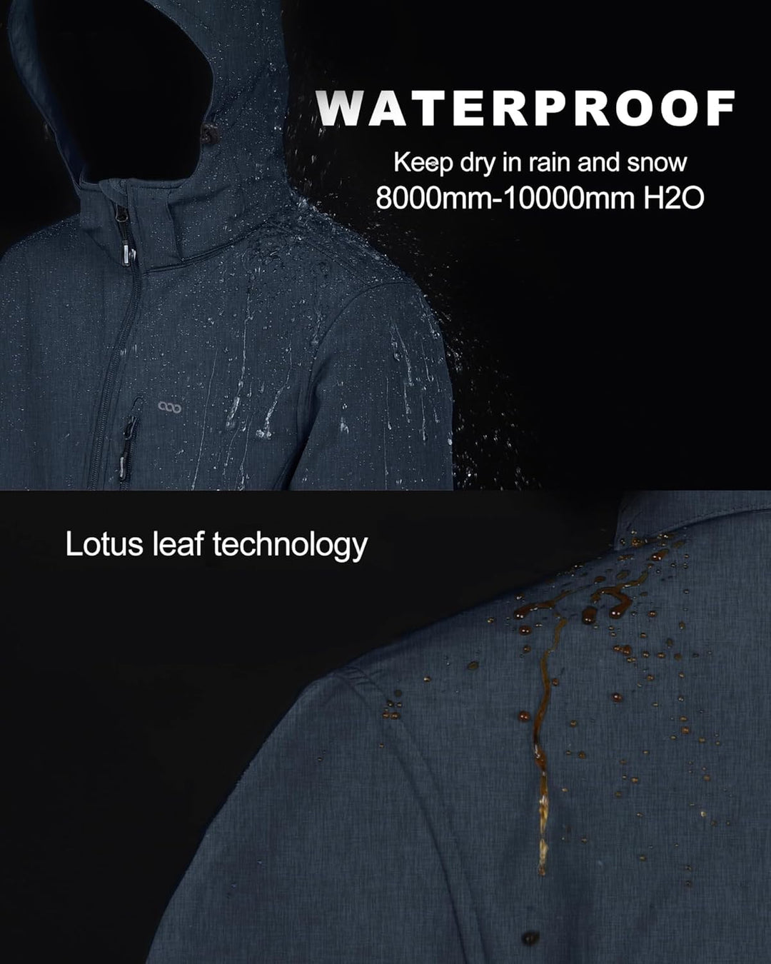 33,000ft Softshelljacke für Herren Wasserdicht Winterjacke Winddicht Warme Fleece Gefüttert Windbrea