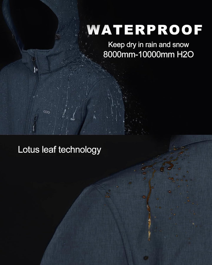 33,000ft Softshelljacke für Herren Wasserdicht Winterjacke Winddicht Warme Fleece Gefüttert Windbrea