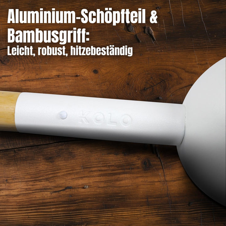KOLO Sauna Kübel 2 &amp; Kelle - Sauna Aufguss Set - Sauna Eimer 5 l aus Aluminium Weiss - 300 ml Aufgus