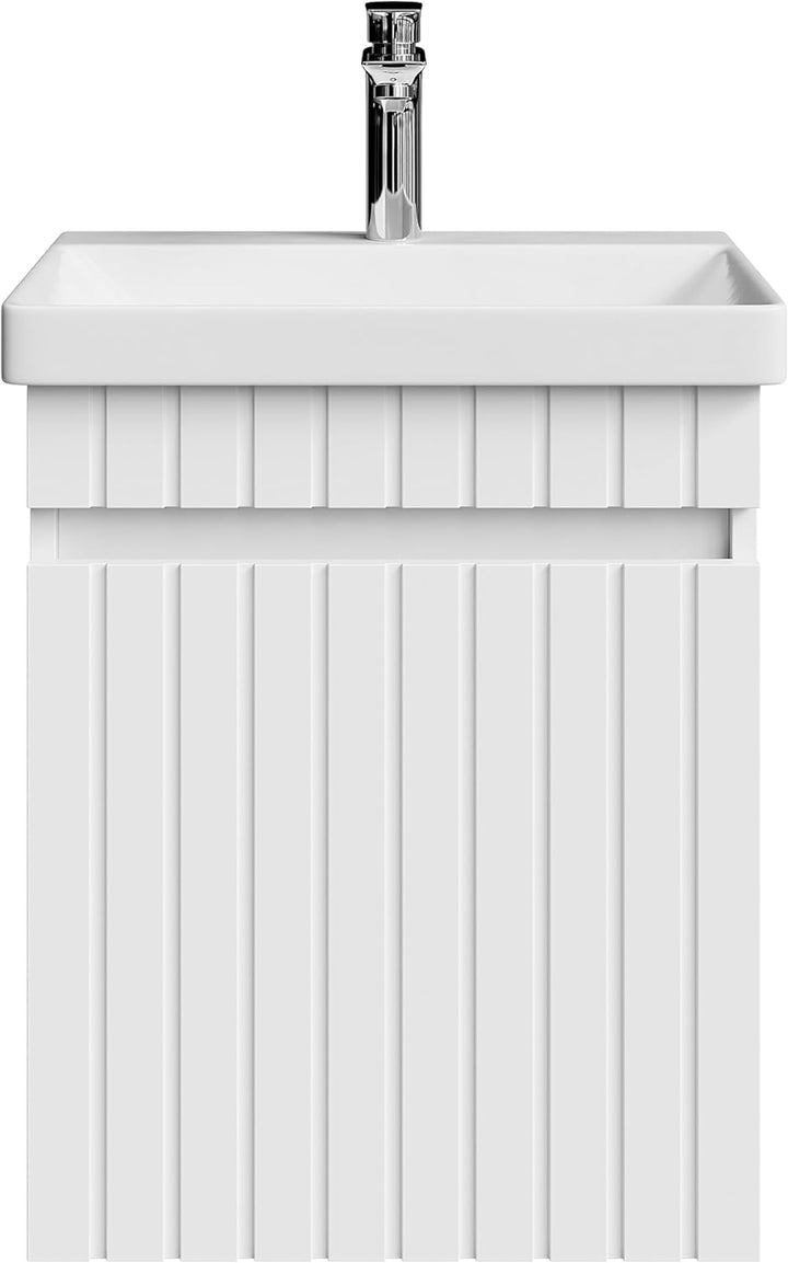 Planetmöbel Cosmia Badmöbel Set Waschtisch mit Unterschrank 50 x 60 x 35 cm Weiss, Armatur Badezimme