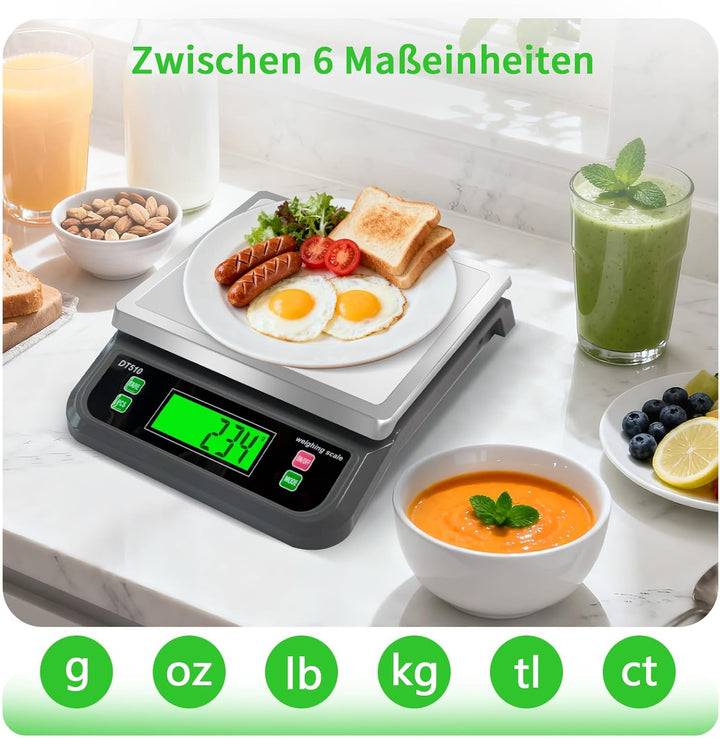 LICHUXIN Küchenwaage digital 40kg/88lb, mit grossem LCD-Display waage digital mit PCS zählen Und Tar