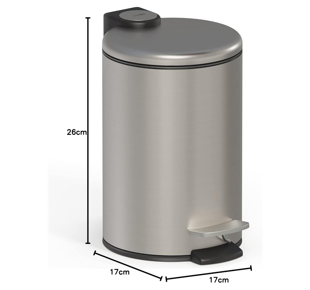 stardis 3 Liter Treteimer Edelstahl matt Anti-Fingerabdruck, Absenkautomatik Klappdeckel leise schli