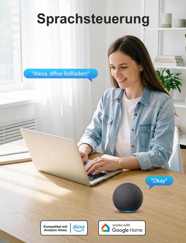 Maxcio Wlan Rolladenschalter, Rolladen Zeitschaltuhr Kompatibel mit Alexa &amp; Google Home, Smart Schal