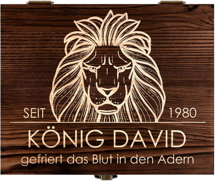 Maverton Whisky Steine Set - in Holzbox mit Gravur - 8 Eiswürfel & 2 Whisky Gläser, Zange, Samtbeute