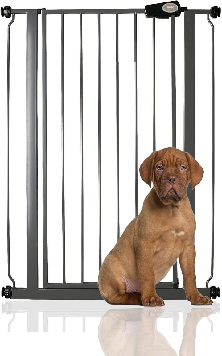 Bettacare Extra Tall Druckmontierte Premium Haustiergitter, 75cm - 84cm, Schiefergrau, Druckmontiert