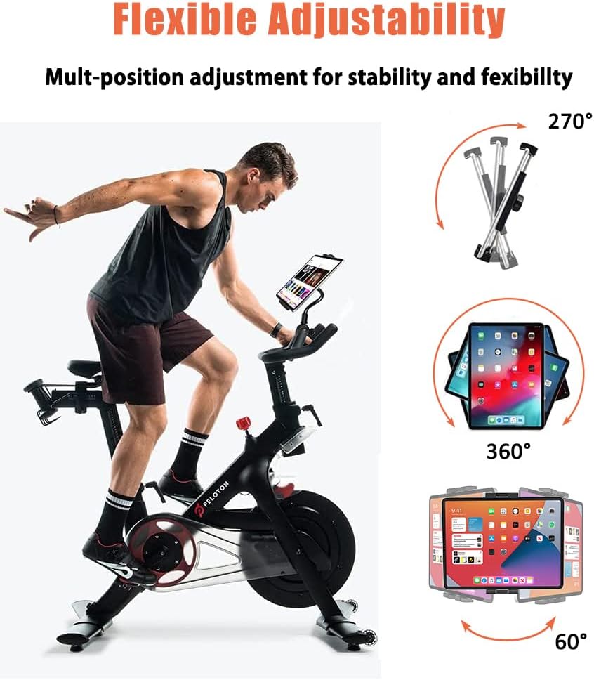 Laufband Tablet Halterung, woleyi Fitnessstudio Heimtrainer Tablet Halter Ständer mit Schwanenhals,