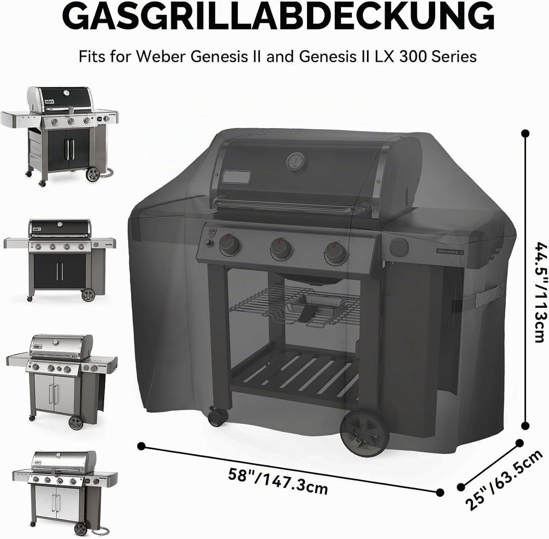 Onlyfire Grill Abdeckung Abdeckhaube (für Weber Genesis & II & II LX 300), witterungsbeständig, Anti