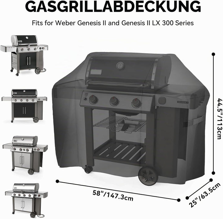 Onlyfire Grill Abdeckung Abdeckhaube (für Weber Genesis & II & II LX 300), witterungsbeständig, Anti