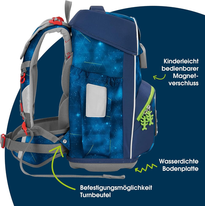 Step by Step Giant Schulranzen-Set „Starship Galactus“, 5-teilig, blau, ergonomischer Tornister mit