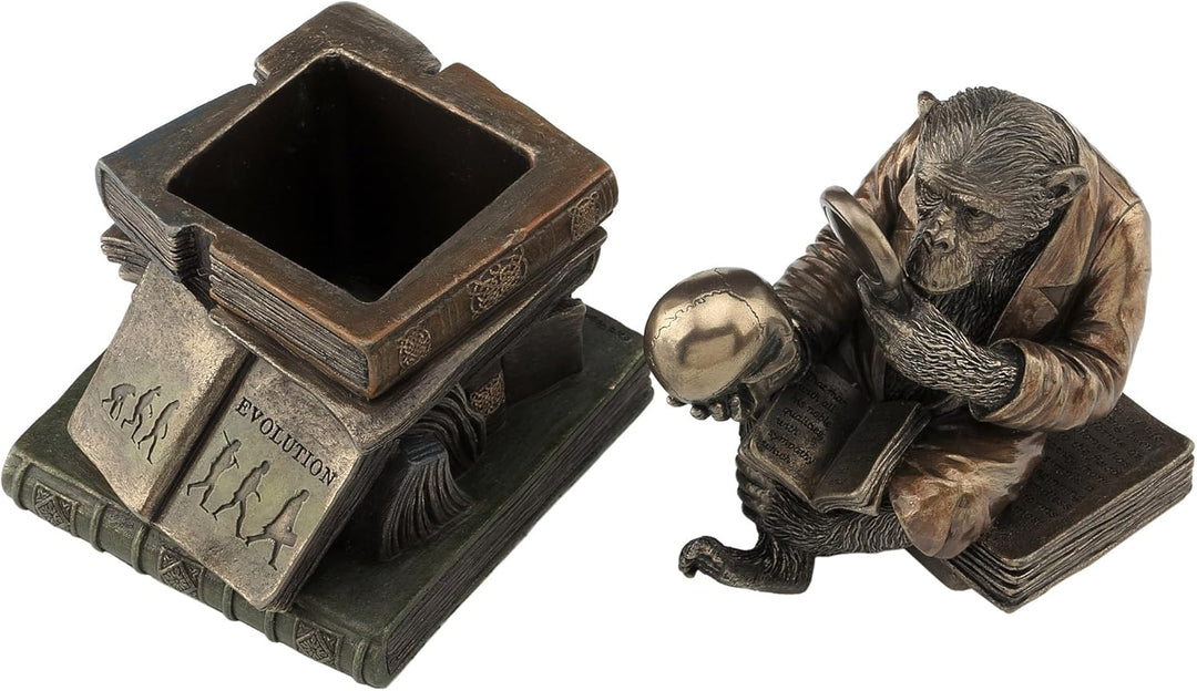 17,2 cm Schimpanse Scholar Dekorative Schmuckdose, bronzefarben