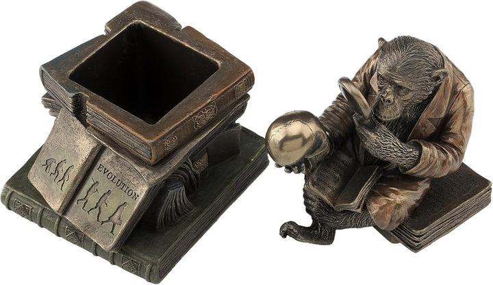 17,2 cm Schimpanse Scholar Dekorative Schmuckdose, bronzefarben