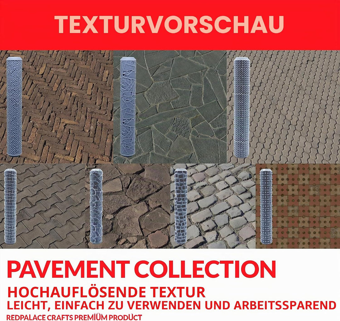 7 Strukturwalzen für Böden und Gehwege, professionell für Polymer Clay, detailliertes Design für Mod