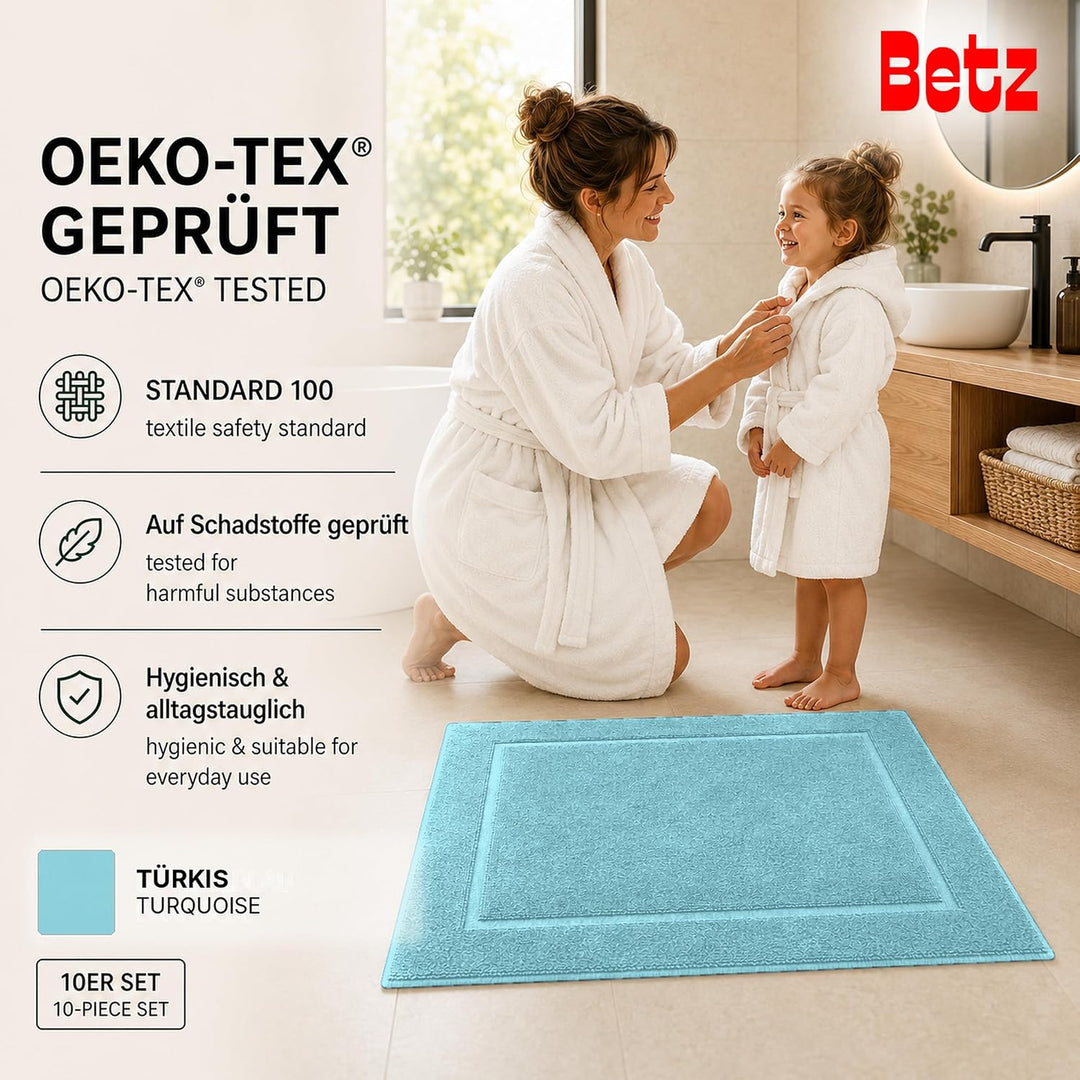 Betz Badvorleger Premium 10 Stück 50×70 cm – Badematte aus 100% Baumwolle (ca. 650 g/m²), saugstark
