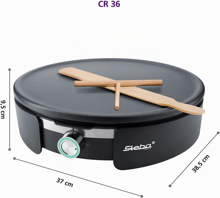 Steba Crepes Maker XXL CR 36, inkl. Teigrechen und Crepeswender, 35cm Durchmesser, abnehmbare Platte