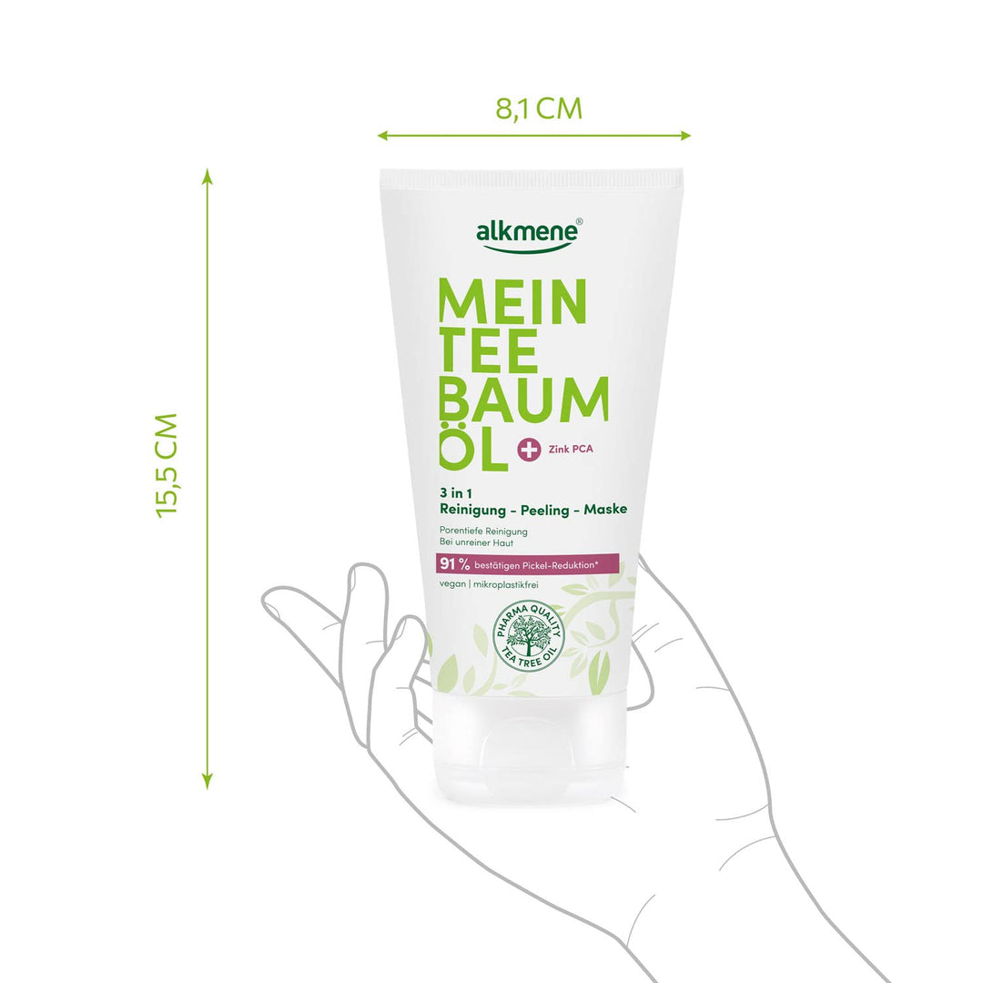 alkmene Mein Teebaumöl 3in1 Reinigung Peeling Maske 6x 150 ml Pickel Reduktion 91% bestätigt - natur
