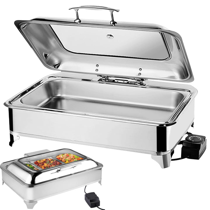 Chafing Dish Elektrisch, 9L Speisewärmer Buffetwärmer Elektrisch, Edelstahl Wärmebehälter Buffet für