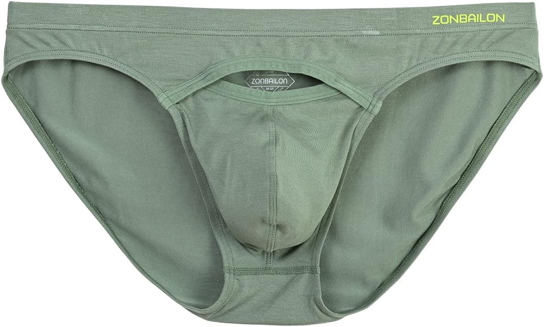 BIATWOWR Herren Bikini-Slip aus Bambusfaser Top Fly Atmungsaktiv Komfortabel Grosse Pouch Beule Weic