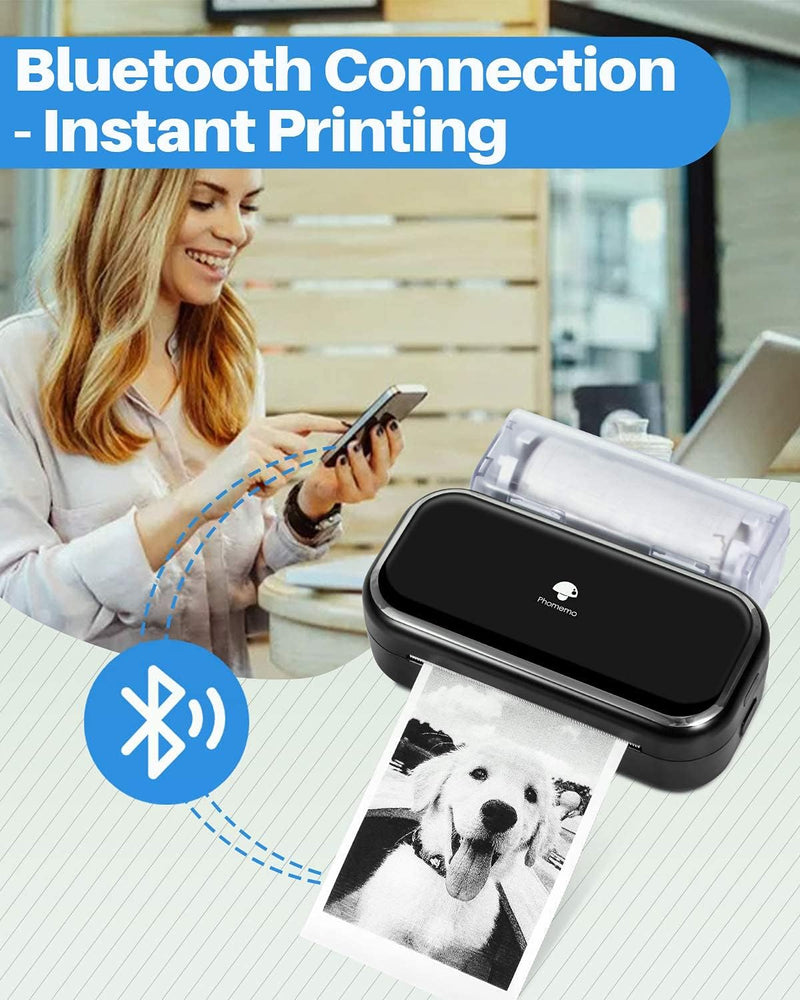 Phomemo M03 Tragbarer Fotodrucker - Handy Thermodrucker, Druckgrösse 53 & 80mm, Kompatibel mit iOS u