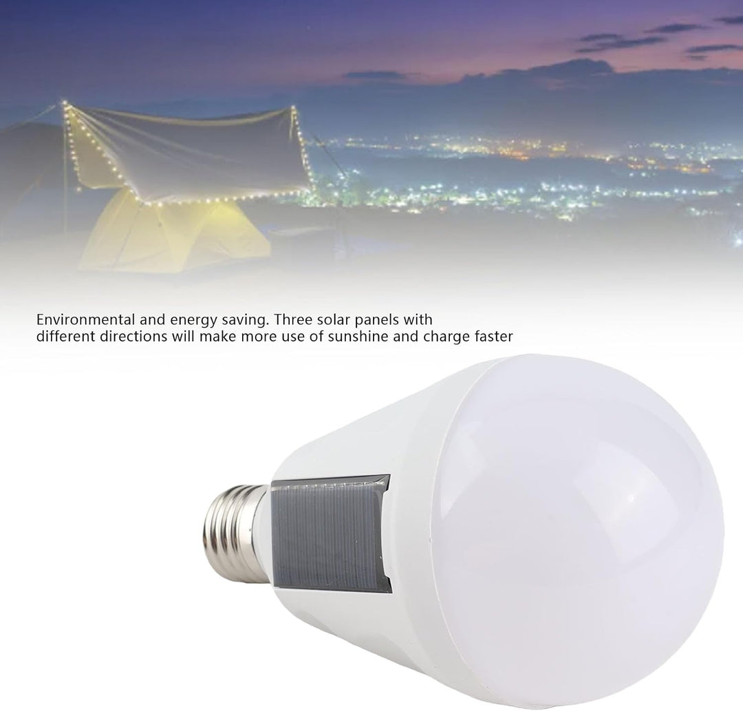 Solar Panel LED Glühbirne - tragbar, Wasserdicht IP65, Camping Wandern, 12W, AC 85-265V, Aussen-Inne