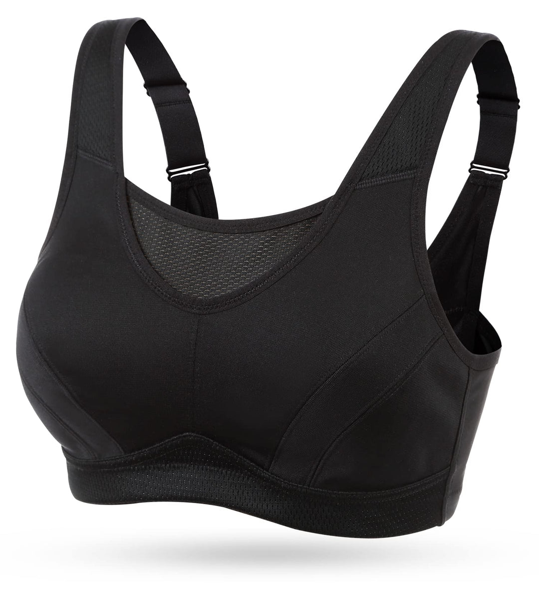 Wingslove Damen Sport BH ohne Bügel Nicht Gepolstert High Impact Bustier Halt Joggen BH 75B Schwarz,