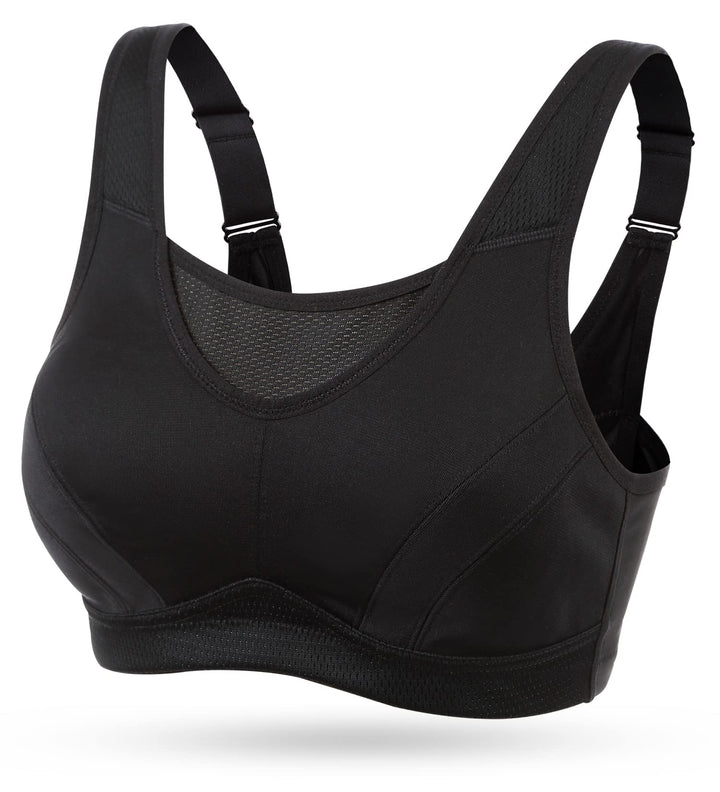 Wingslove Damen Sport BH ohne Bügel Nicht Gepolstert High Impact Bustier Halt Joggen BH 75B Schwarz,