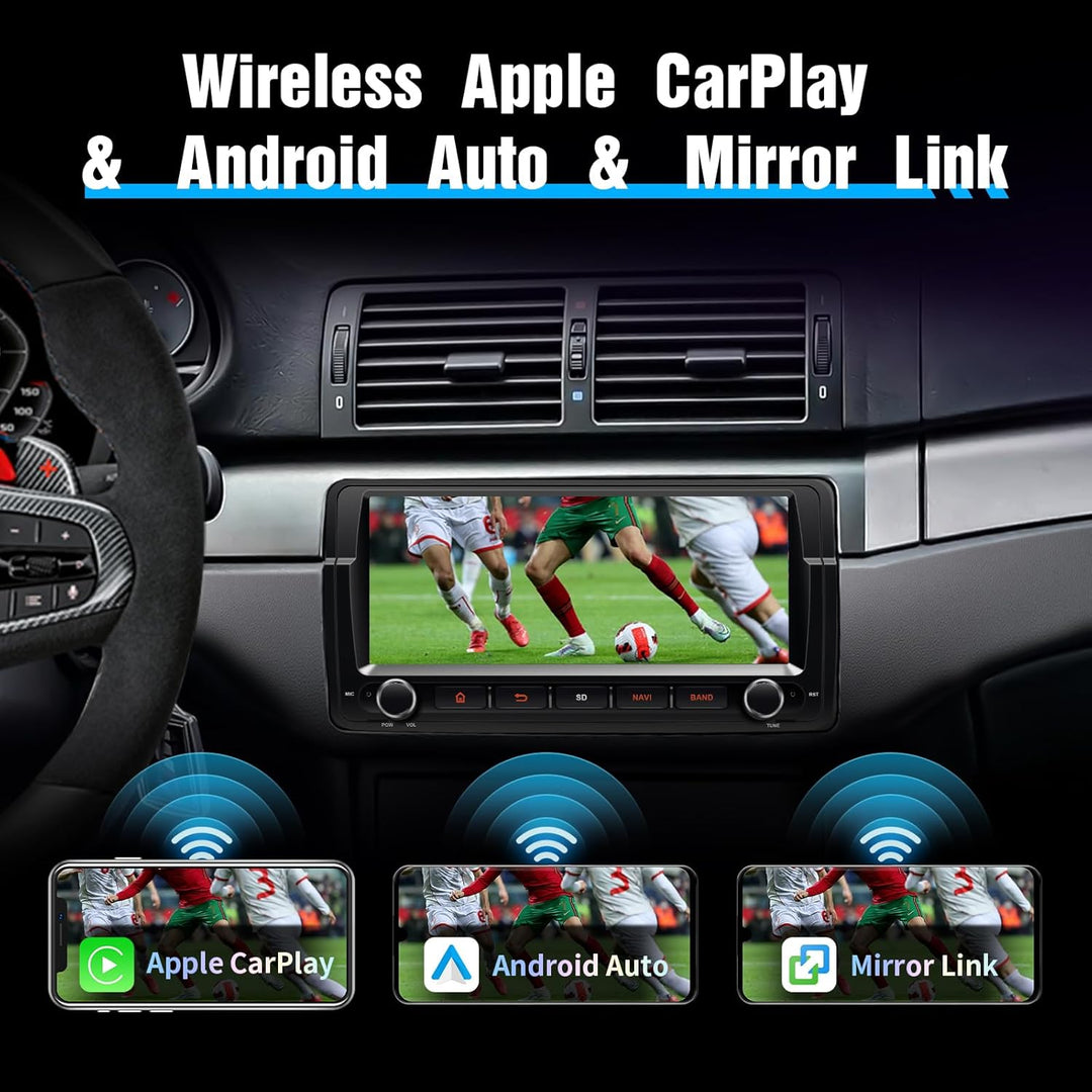 8.8'' Android 14 Car Stereo for BMW E46 M3 / Rover 75 / MG ZT | 1 DIN In-Dash Radio with Wireless Ca
