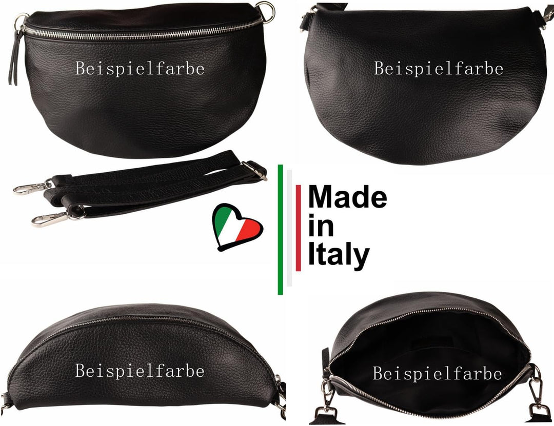 MIRROSI® Bauchtasche Damen, Echtleder, Made in Italy, Umhängetasche, Brusttasche, Crossbody Bag (1 T