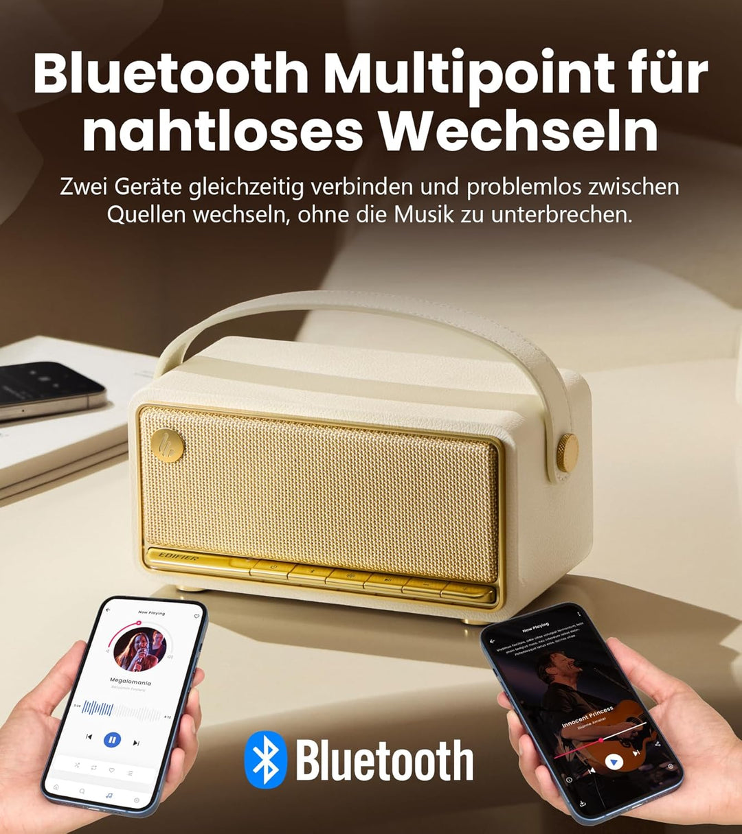 Edifier MP330 Tragbarer Bluetooth-Lautsprecher mit 40W RMS &amp; Hi-Res Audio, Elfenbein, Elfenbein