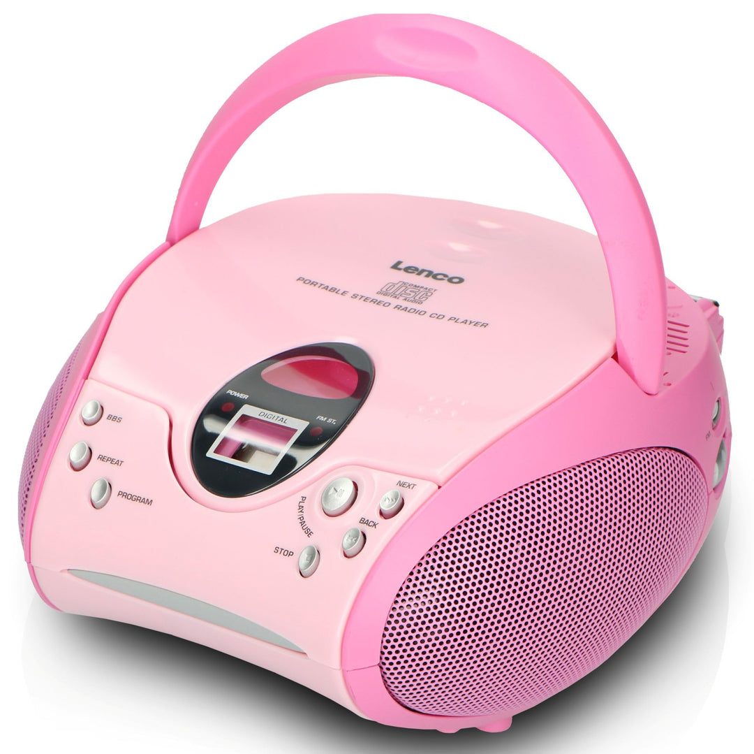 Lenco SCD-24 Stereo UKW-Radio mit CD-Player und Teleskopantenne rosa ohne Bluetooth pink, ohne Bluet