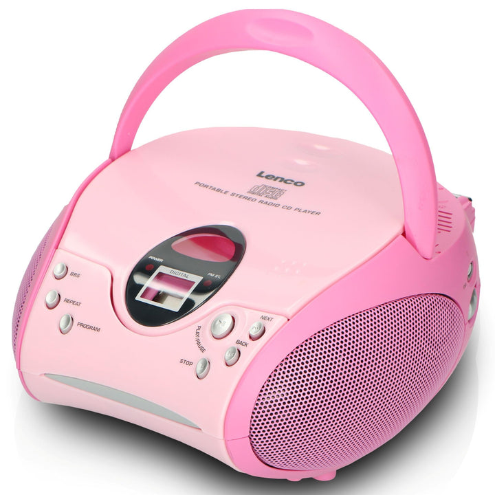 Lenco SCD-24 Stereo UKW-Radio mit CD-Player und Teleskopantenne rosa ohne Bluetooth pink, ohne Bluet