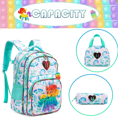 HTgroce Schulranzen Mädchen Set 3 Teilig Pop Push It Schultasche Mädchen 1. klasse einhorn rucksack