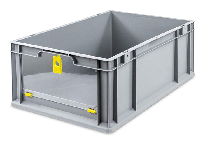 aidB Eurobox NextGen Insight Cover gelb, 600x400x220 mm, Cover hoch, robuste Regalbox mit Entnahmeöf