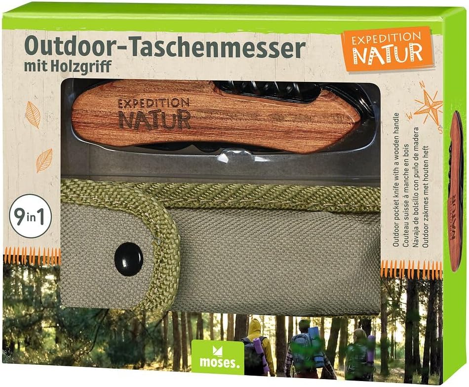 moses. 9820 Unisex Jugend Outdoor-Taschenmesser, Schwarz-Braun, handlich Single, Single