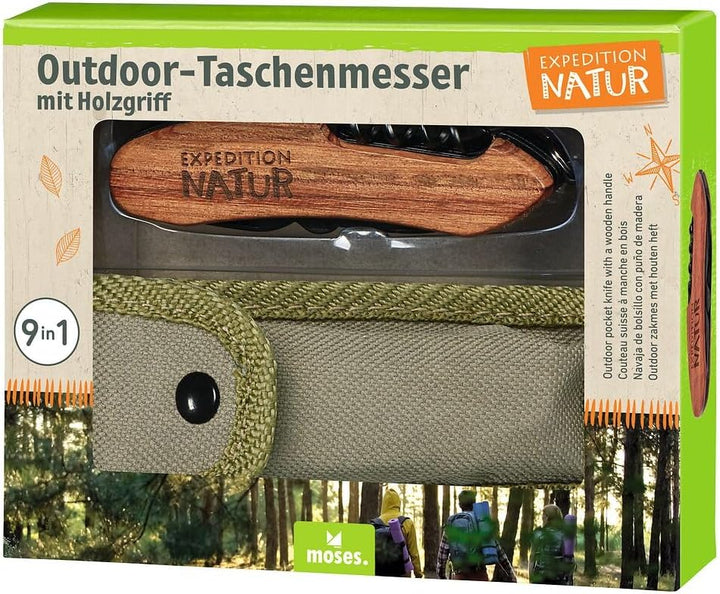 moses. 9820 Unisex Jugend Outdoor-Taschenmesser, Schwarz-Braun, handlich Single, Single