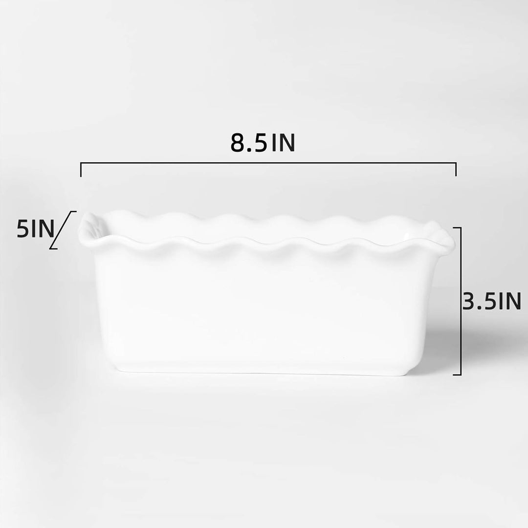 HAOTOP Porzellan-Backform, antihaftbeschichtet, 21,6 x 12,7 cm, Weiss Weiss/Opulenter Garten, Weiss/