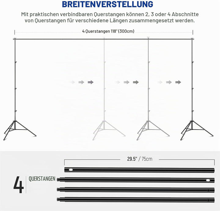 NEEWER 8,5x10 Fuss verstellbares Hintergrundständer Set, Fotografie Hintergrund Unterstützungssystem
