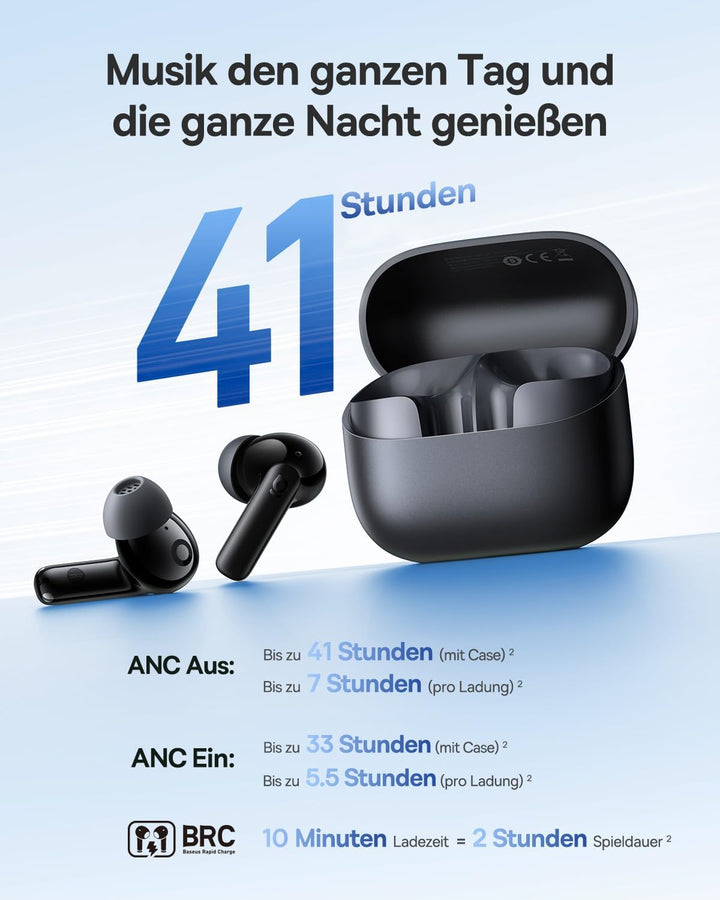 Baseus EP10 NC In Ear Kopfhörer Bluetooth Noise Cancelling, Bluetooth Kopfhörer mit -43 dB ANC, Adap