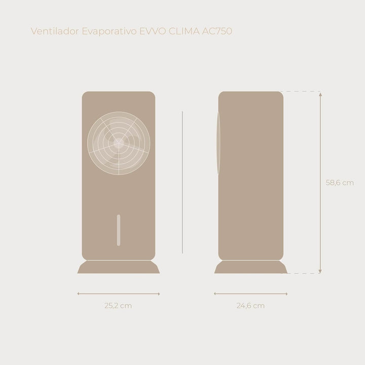 EVVO AC750 Tragbarer Verdunstungsventilator – Kühlt die Luft ohne Installation mit Wasser und Eis, 3