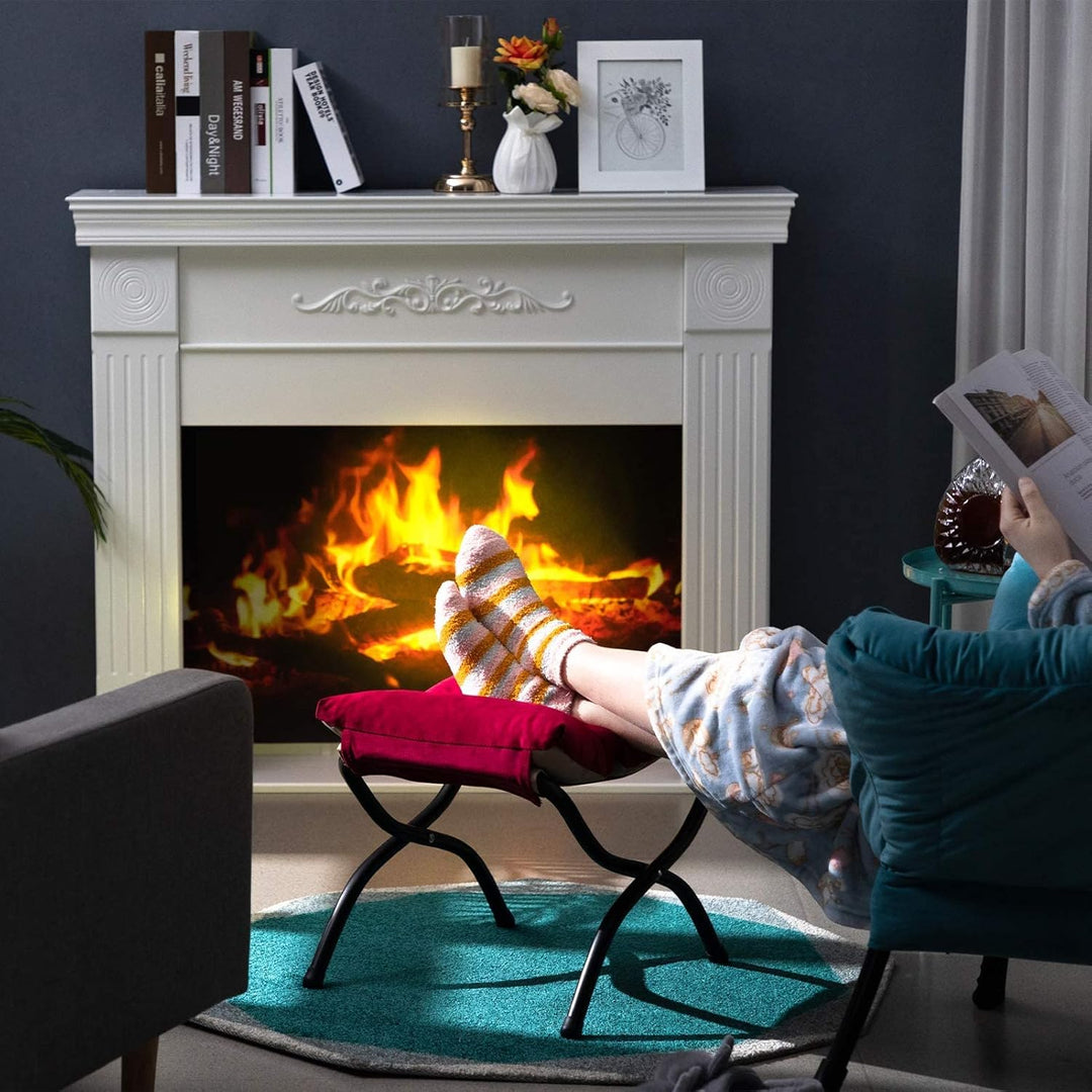 HollyHOME Fusshocker Fussstütze Klapphocker, Faltbar Sitzhocker mit Metallbeinen, Abnehmbar Gepolste