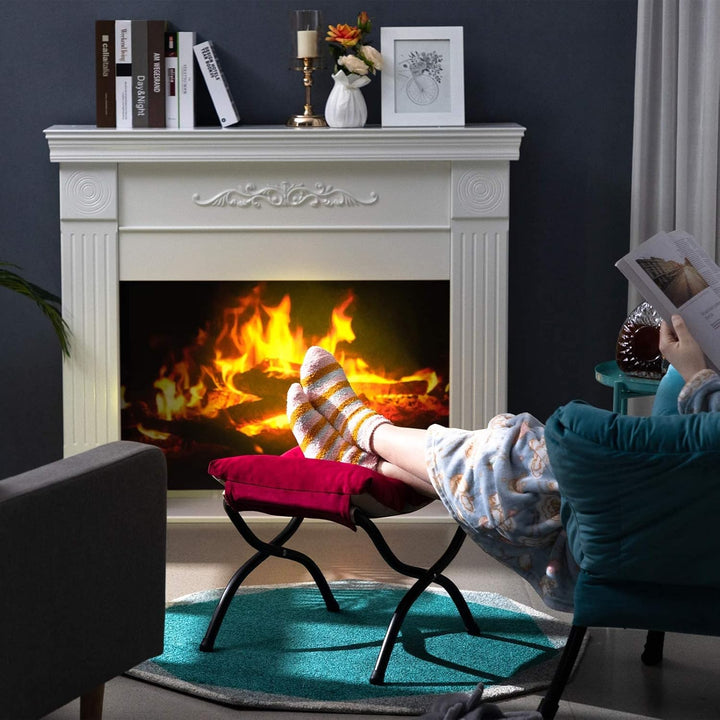 HollyHOME Fusshocker Fussstütze Klapphocker, Faltbar Sitzhocker mit Metallbeinen, Abnehmbar Gepolste