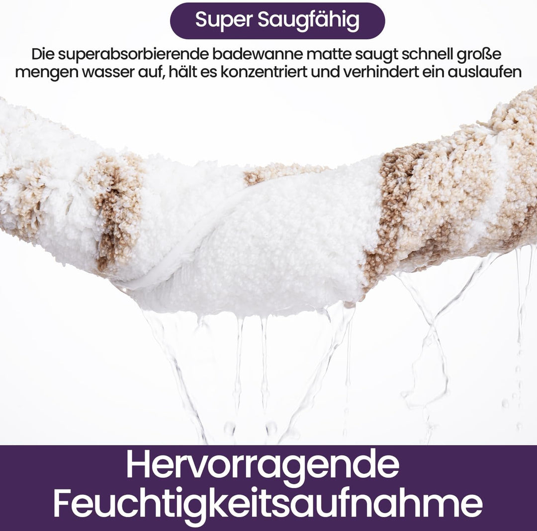DEXI Badematte rutschfest 44 x 76 cm, waschbar Badezimmerteppich weich Badteppich Mikrofaser Saugfäh