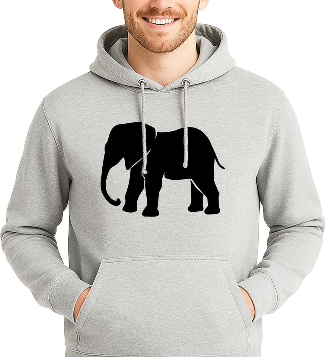 huuraa Unisex Hoodie Elefant Silhouette Pullover Vegan Grösse 3XL mit Motiv für alle Tierfreunde Ges