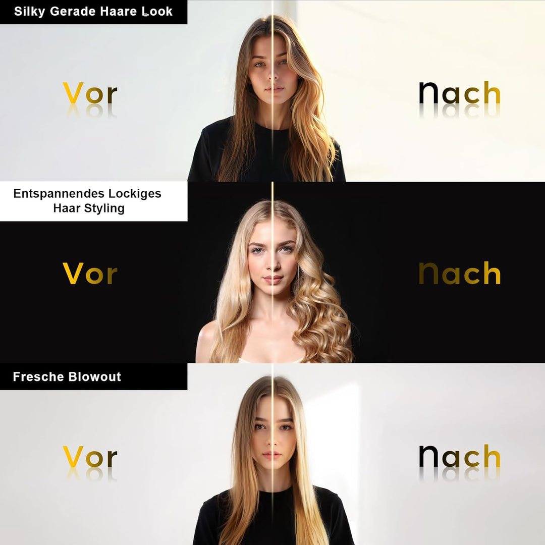 Thermal Brush, Thermobürste Negativ-Ionen, Wärmebürste Rundbürste mit 2 Temperaturstufen, Stylingbür