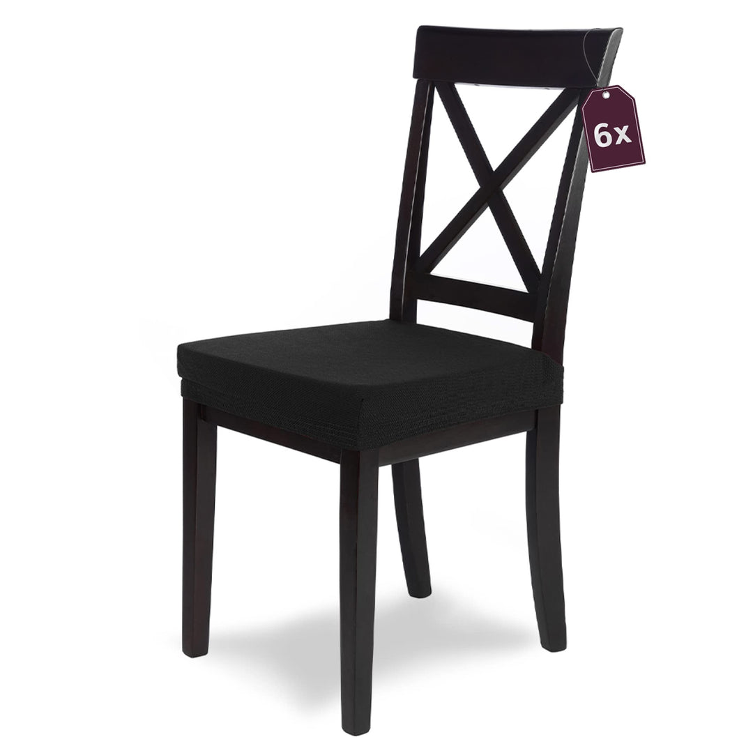 SCHEFFLER-Home Stuhlbezug Mia Schwarz/Stuhlüberzug 6er Set Chair Cover als Stuhlschoner/Stuhlhussen