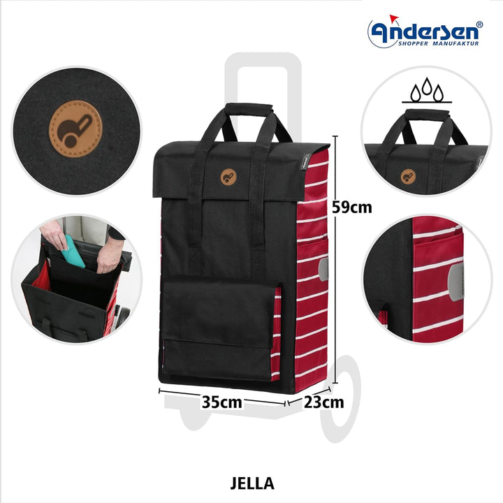 ANDERSEN Einkaufstrolley - Scala Shopper Jella rot 51 L Einkaufsroller, hohe Qualität, stylisch, kla