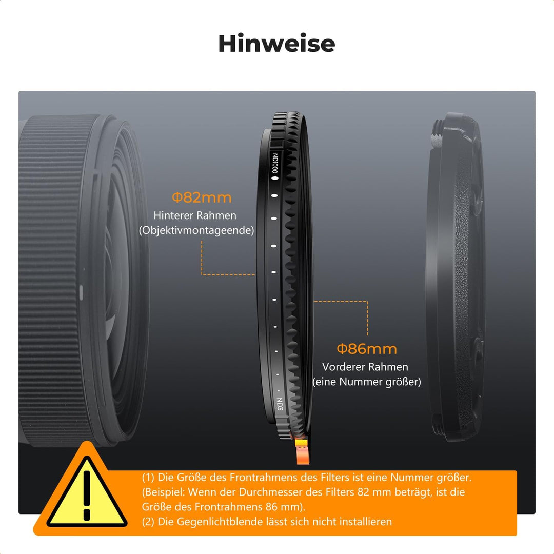 K&F CONCEPT Variabler ND Filter 52mm ND3-ND1000 Graufilter (1.5-10 Blendenstufen) （Nano Xcel）, 52mm