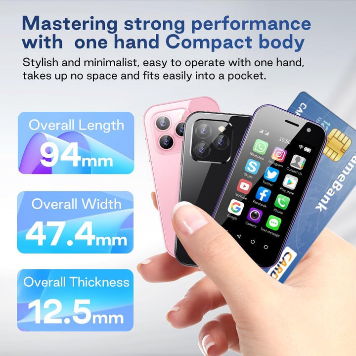 Mini Handy Smartphone für Kinder 3-Zoll-Bildschirm 2000 mAh 3GB RAM 64GB ROM 2.0+5.0MP Gesicht entsp